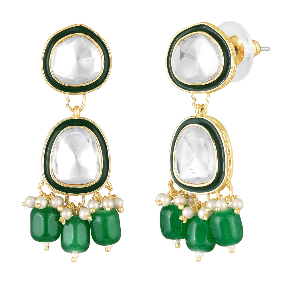 Multi Layerd Kundan Jewellery Set with Meena Enamel