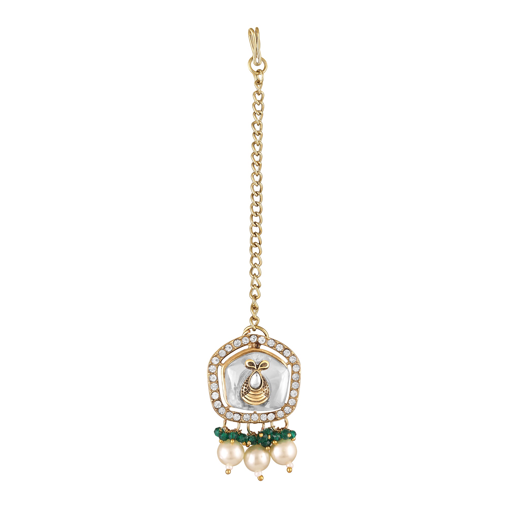 Wedding Wear Traditional Kundan Necklace Set with Mang Tikka