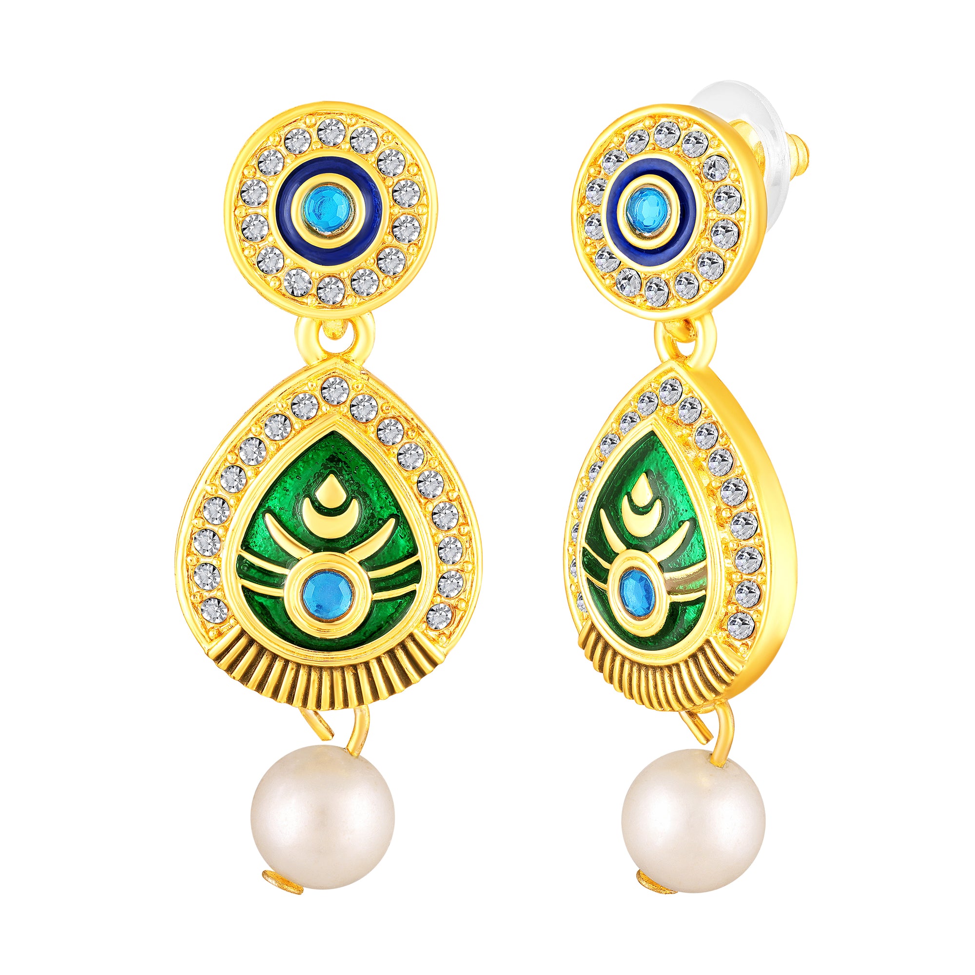 Peacock-Shaped Traditional Om Pendant Necklace Set