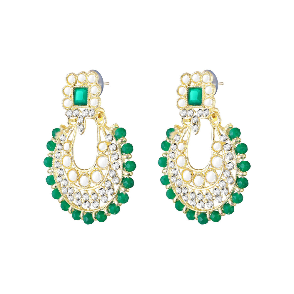 Wedding & Festive Wear Green Kundan Choker Jewellery Set with Earrings & Maang Tikka