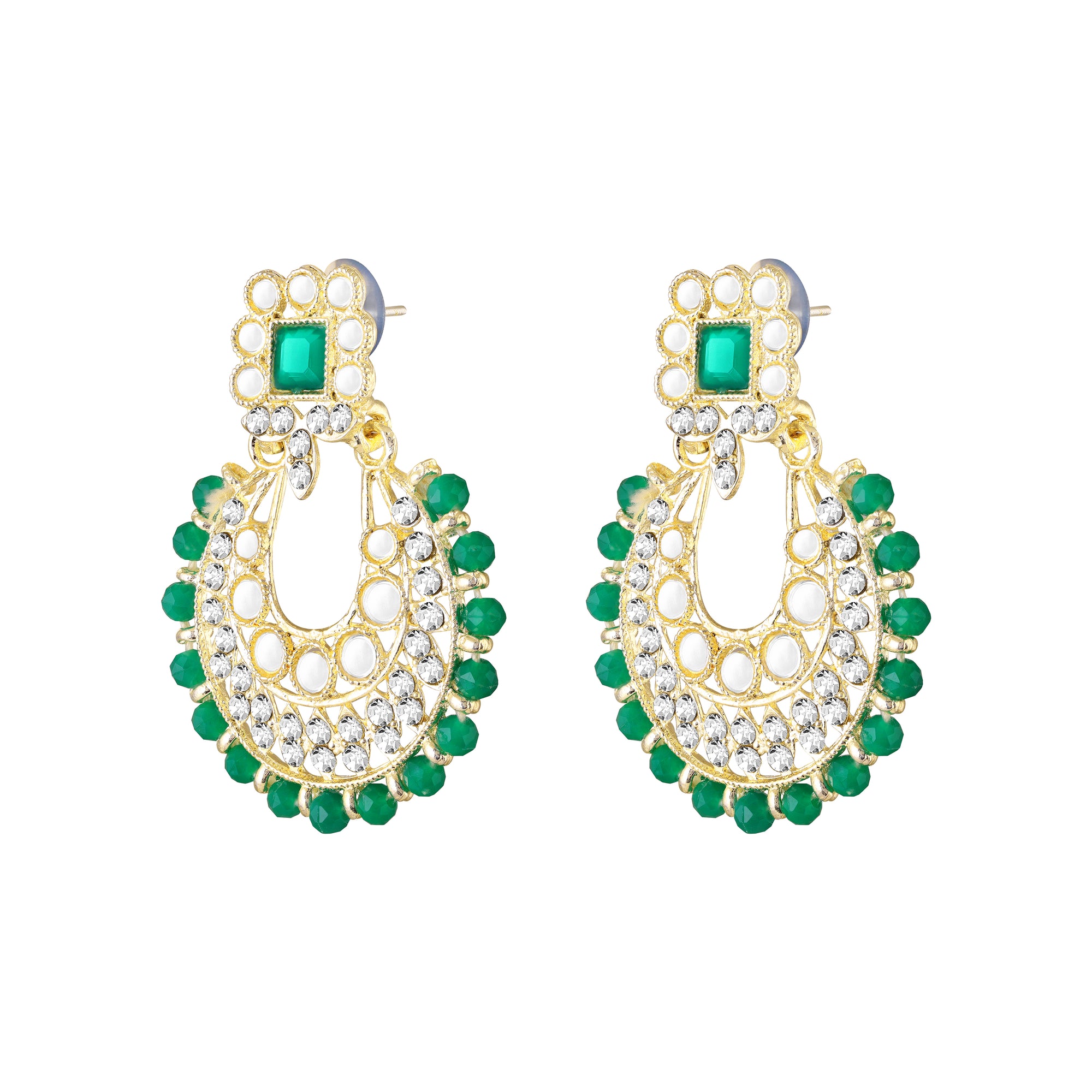 Wedding & Festive Wear Green Kundan Choker Jewellery Set with Earrings & Maang Tikka