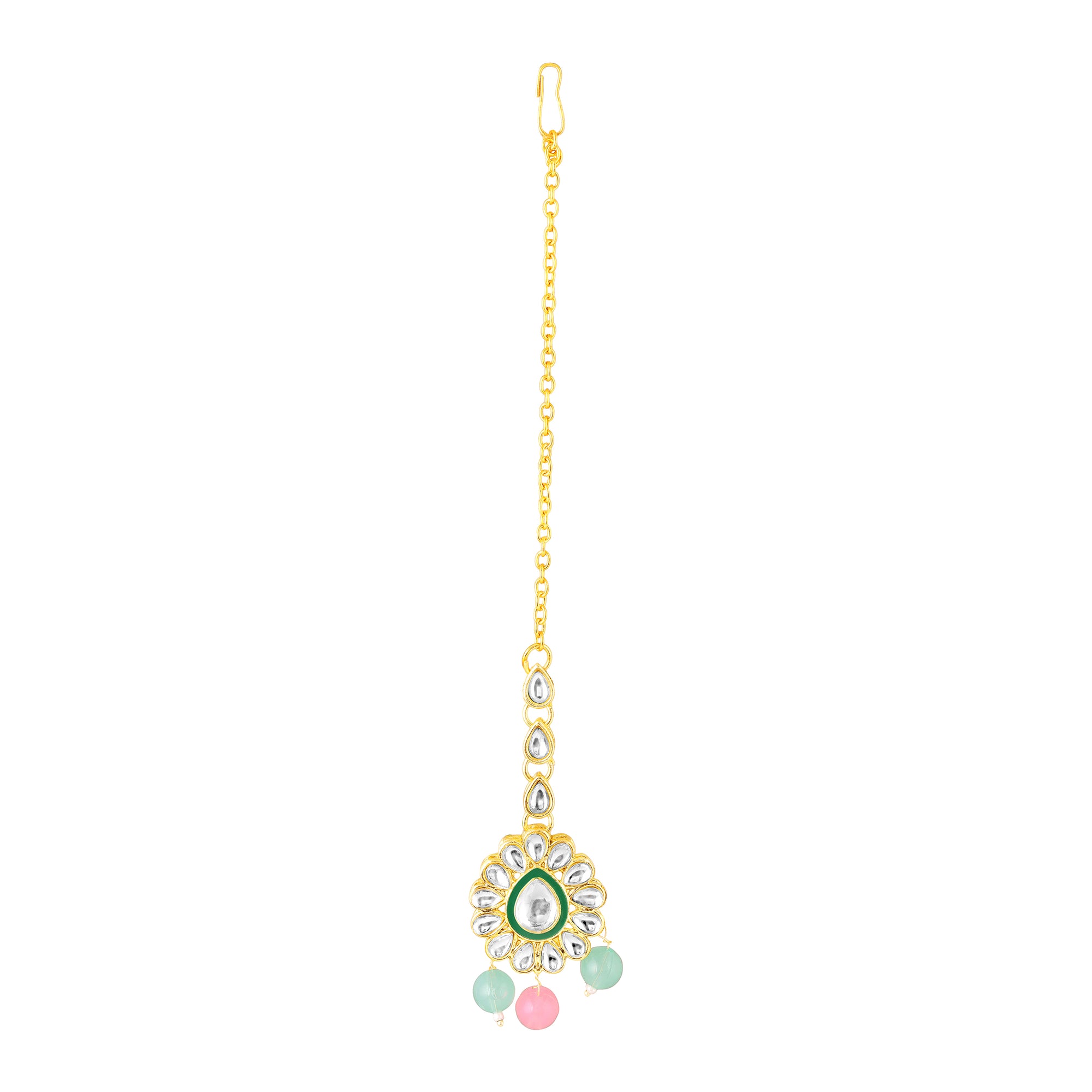 Wedding & Festive Wear Multicolor Kundan Choker Jewellery Set with Earrings & Maang Tikka