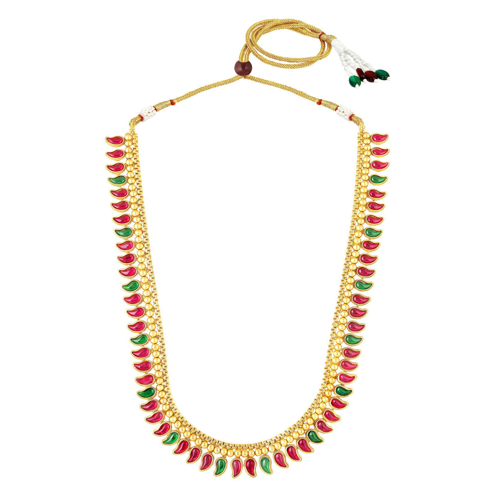 Traditional South Indian Mango Mala Necklace Set with matching earrings