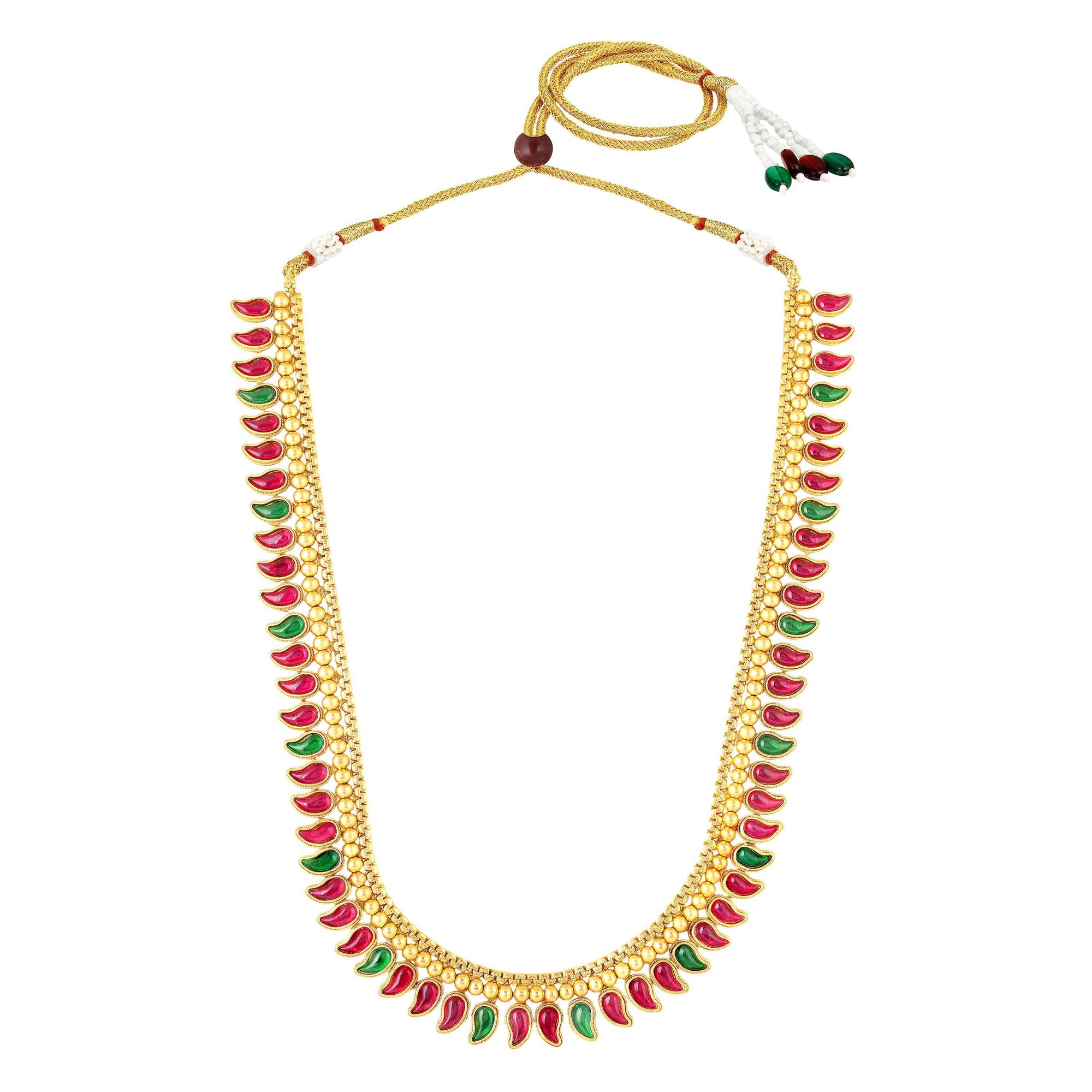 Traditional South Indian Mango Mala Necklace Set with matching earrings