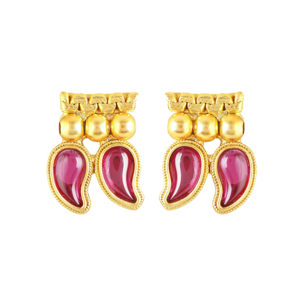 Traditional South Indian Mango Mala Necklace Set with matching earrings