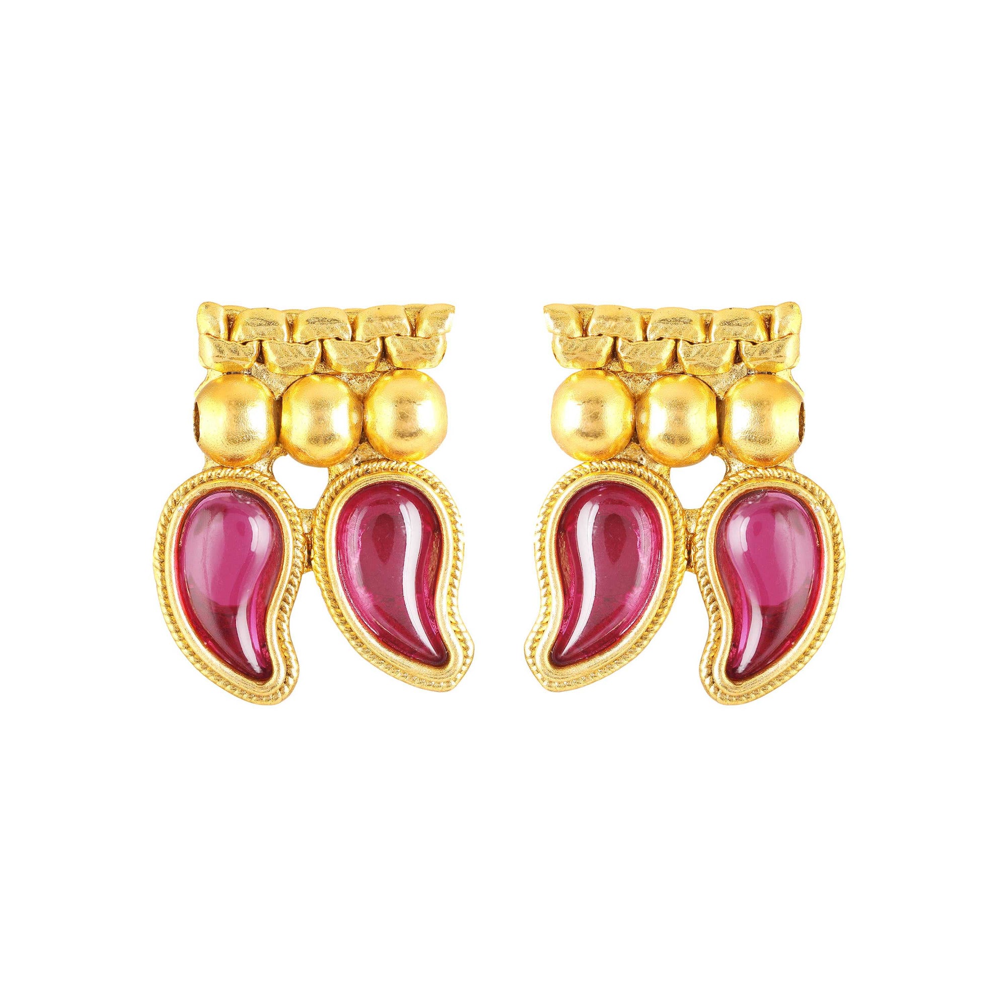 Traditional South Indian Mango Mala Necklace Set with matching earrings