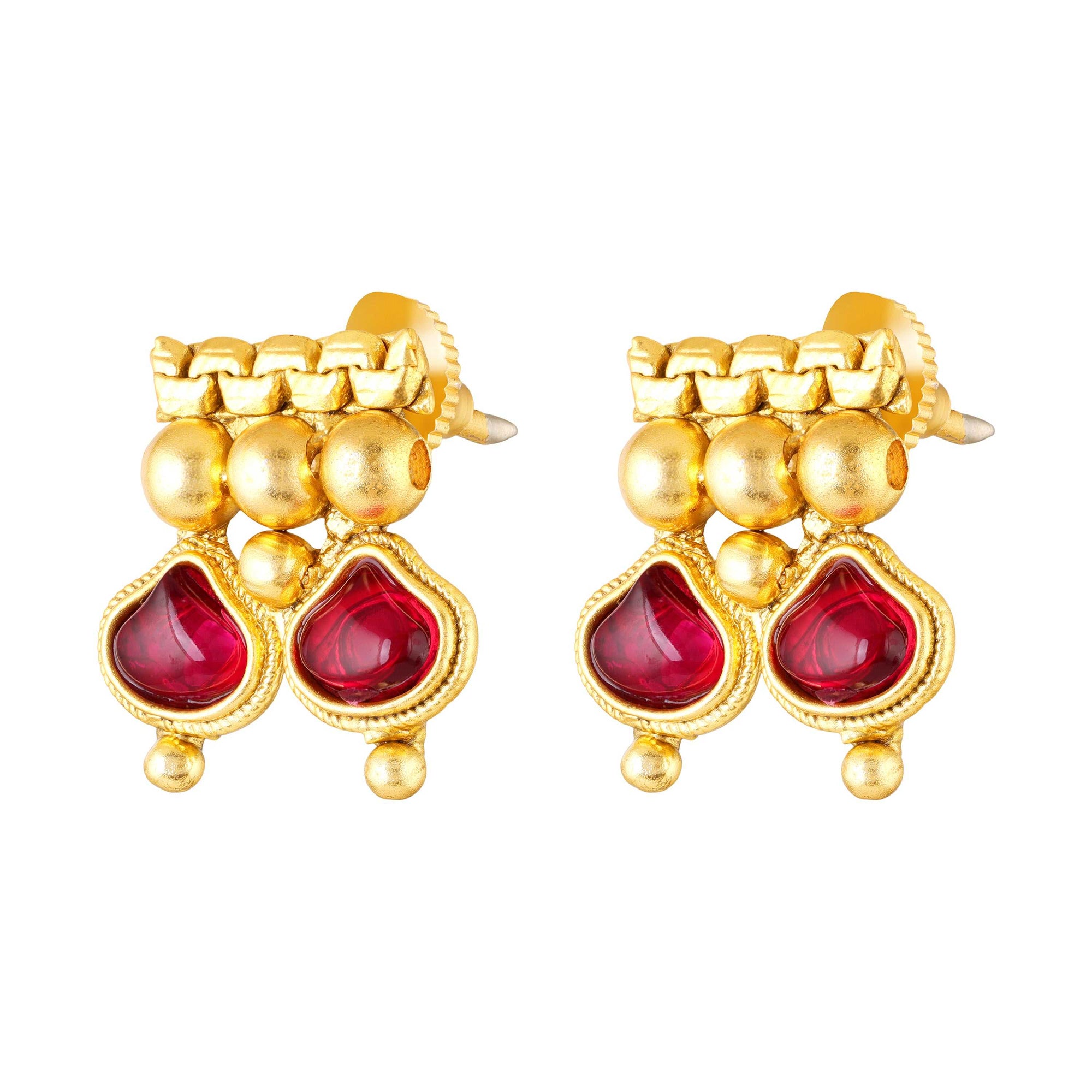 Traditional gold-plated kundan necklace set with earrings