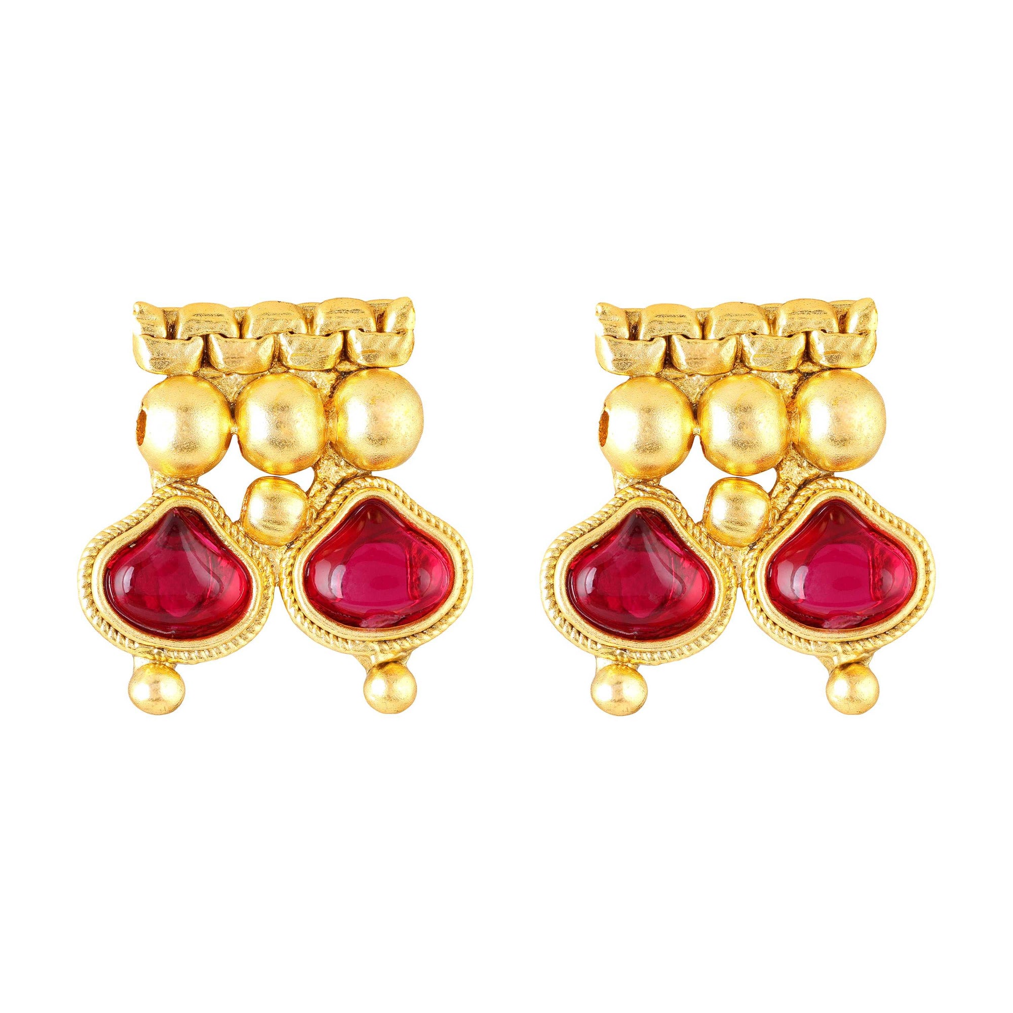 Traditional gold-plated kundan necklace set with earrings