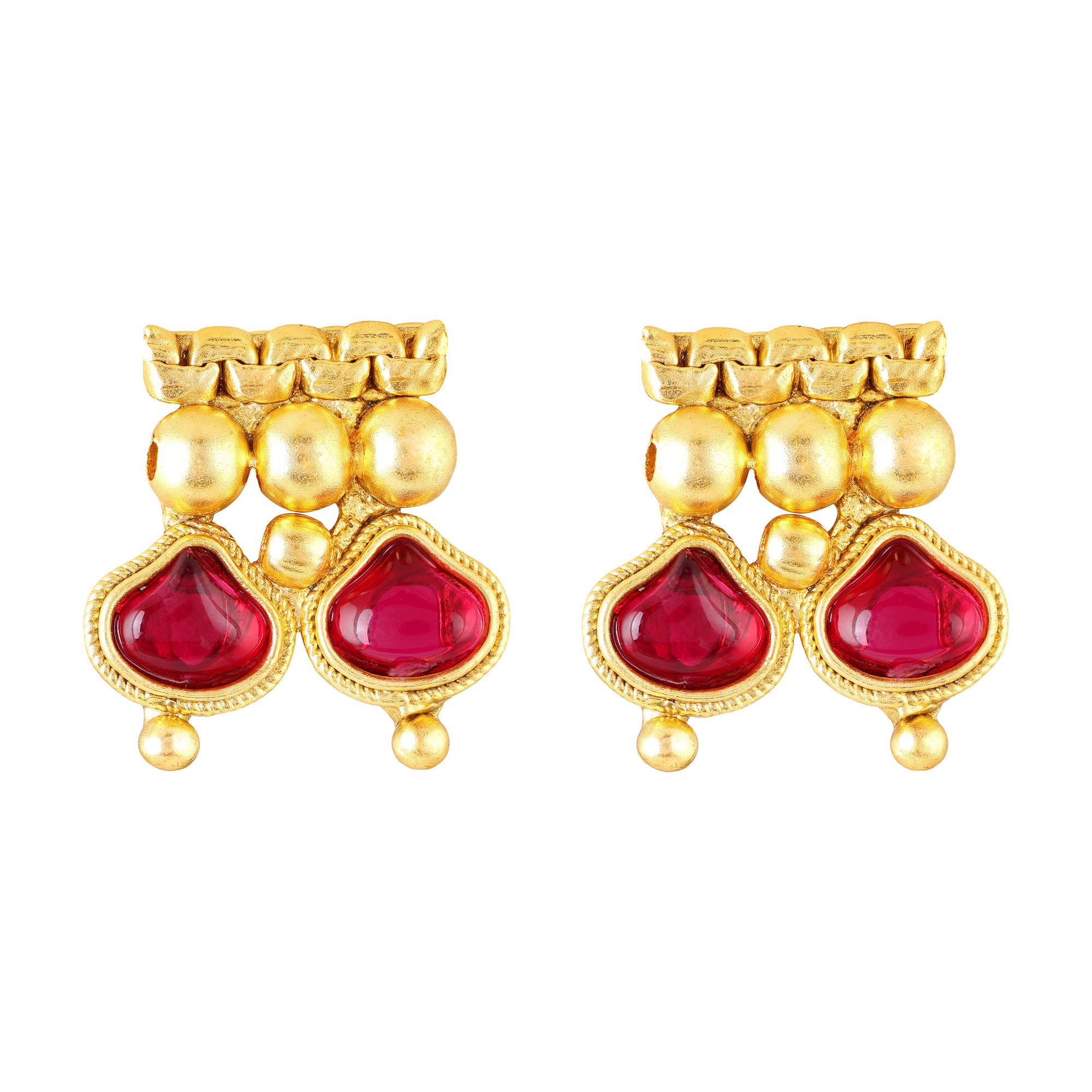 Traditional gold-plated kundan necklace set with earrings