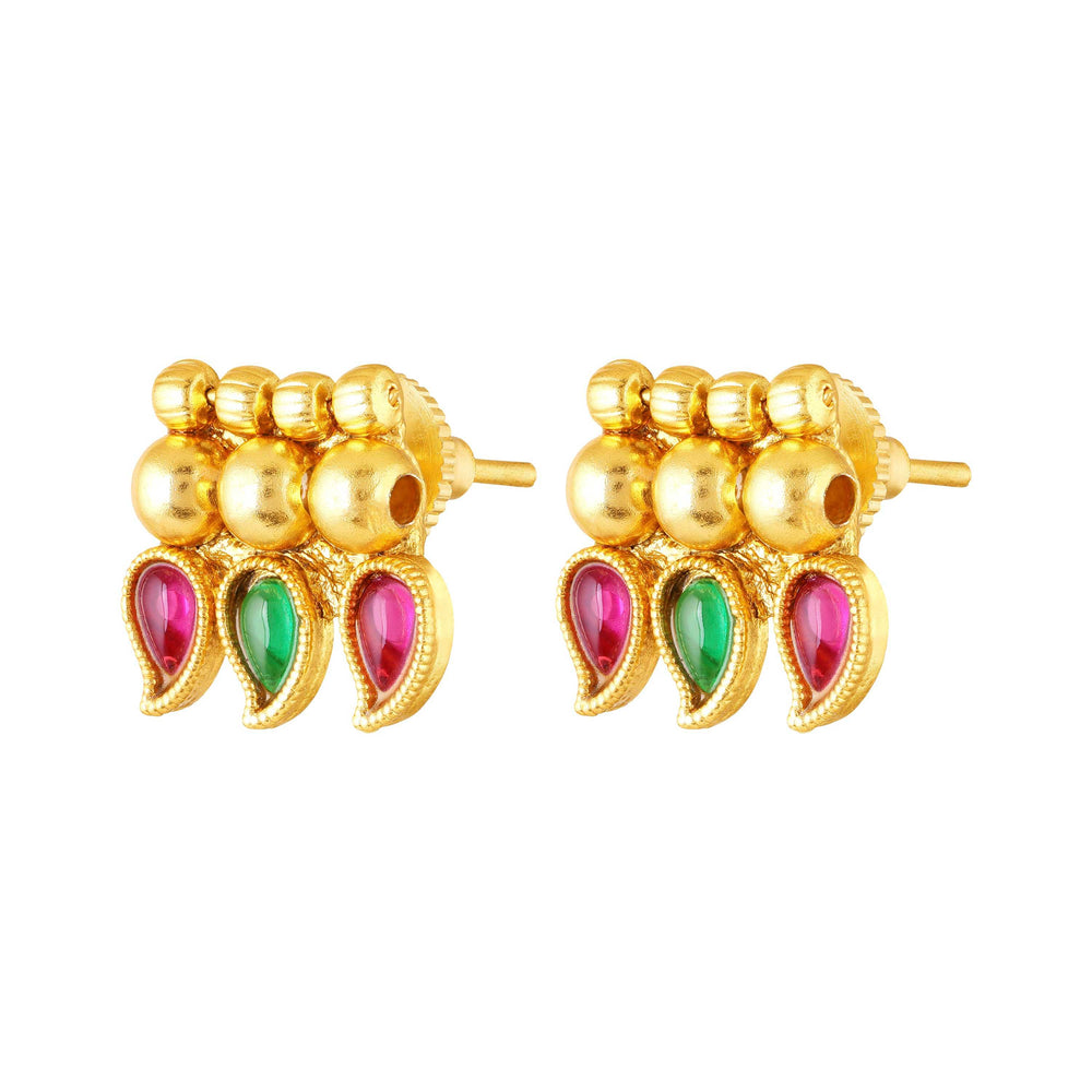 Traditional gold-plated kundan necklace set with earrings