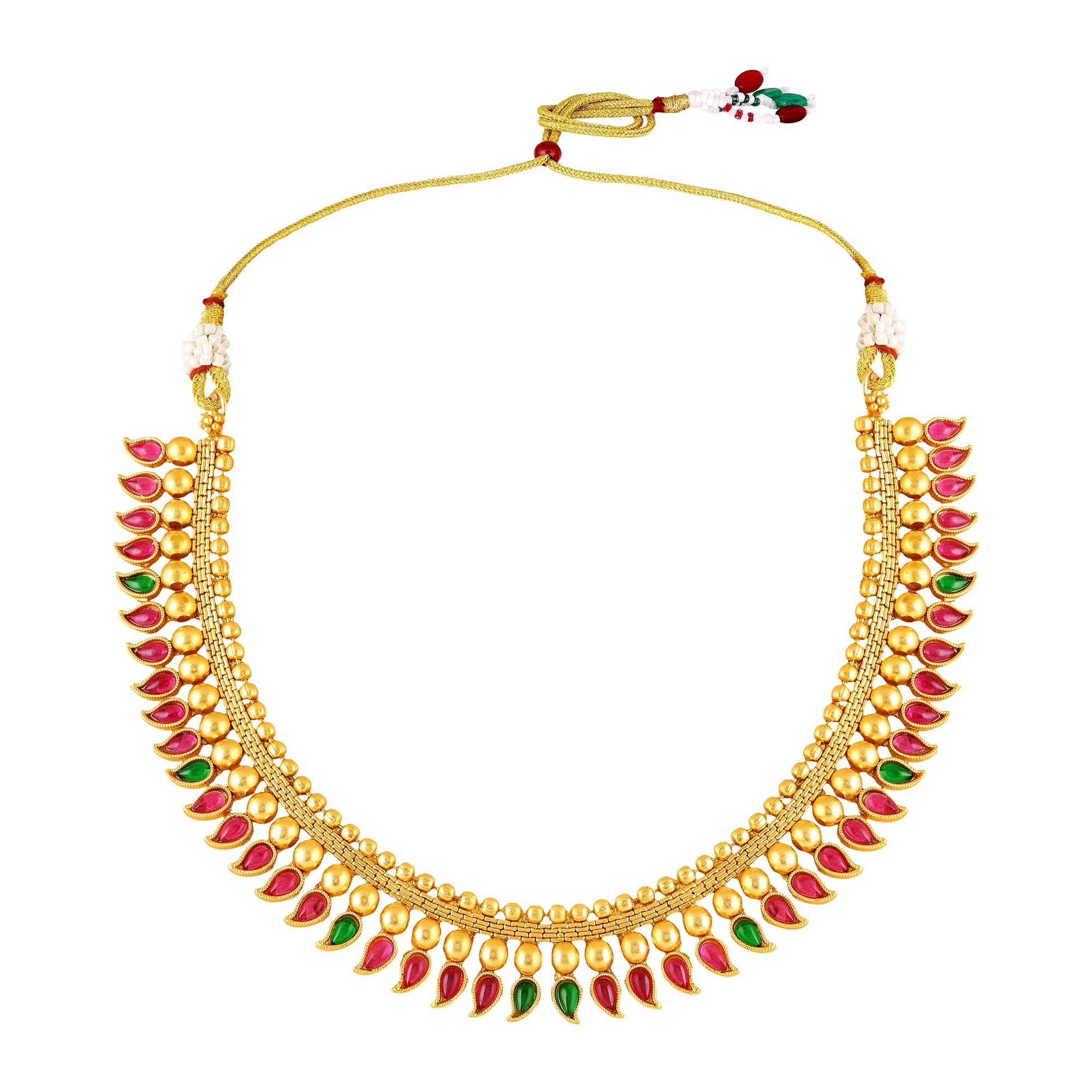 Traditional gold-plated kundan necklace set with earrings