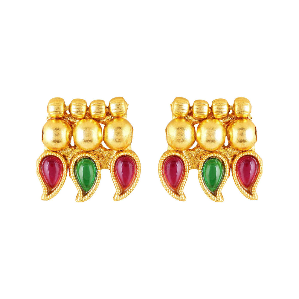 Traditional gold-plated kundan necklace set with earrings