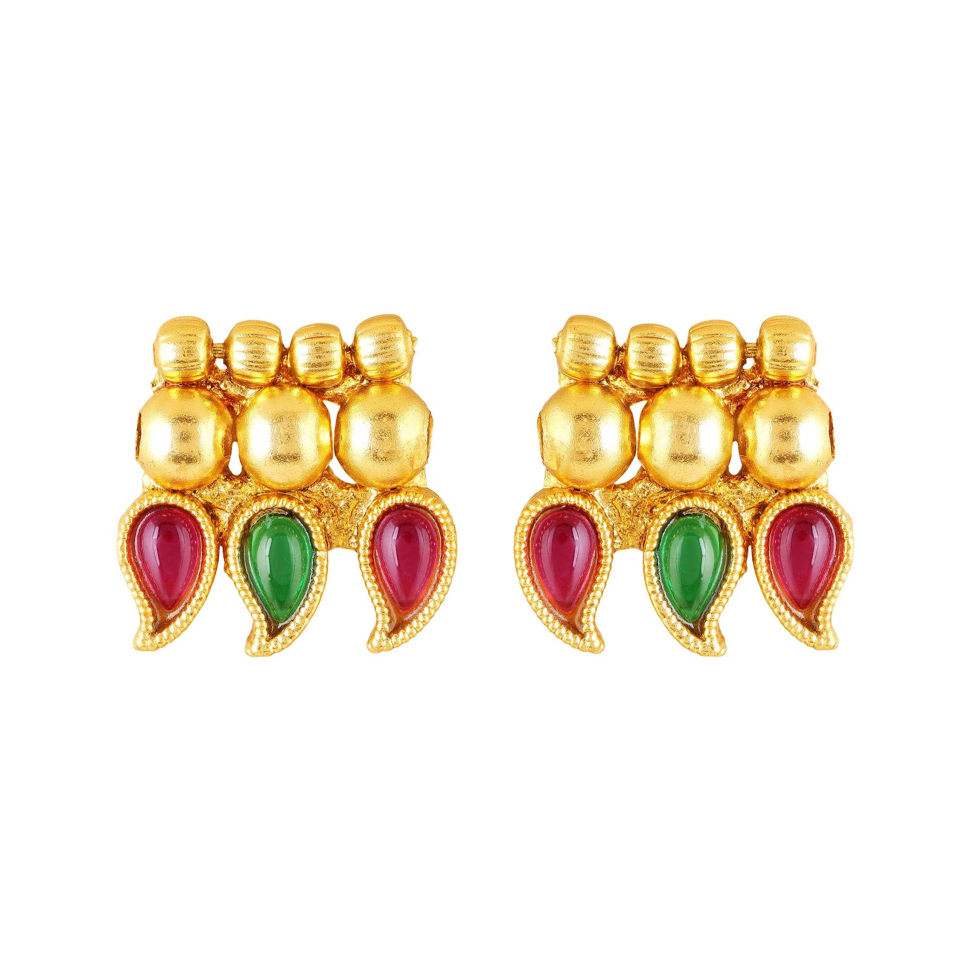 Traditional gold-plated kundan necklace set with earrings