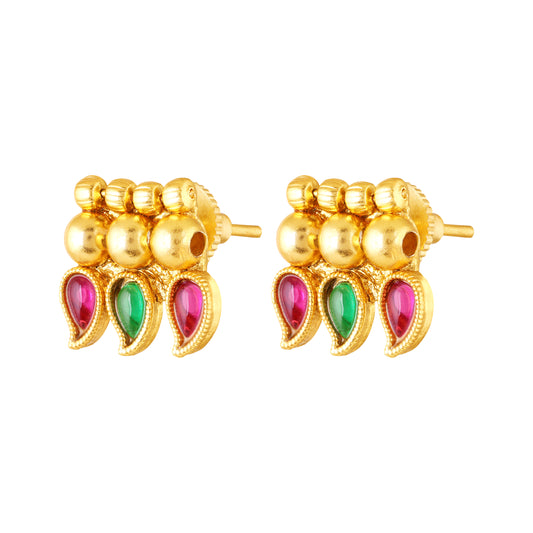 Traditional gold-plated kundan necklace set with earrings