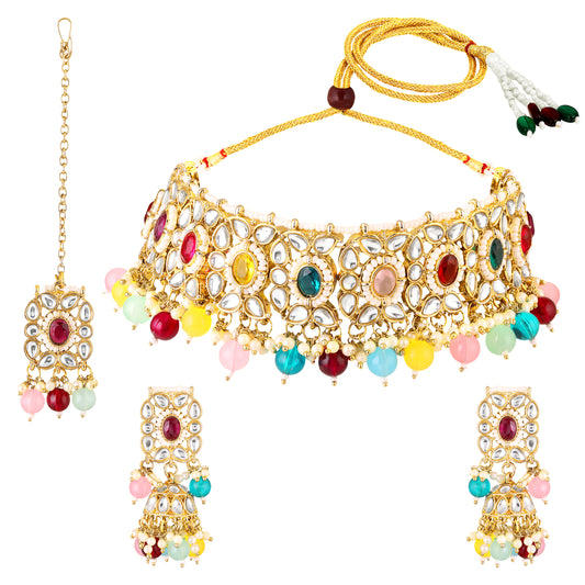 Traditional Kundan Bridal Choker Necklace Jewellery Set