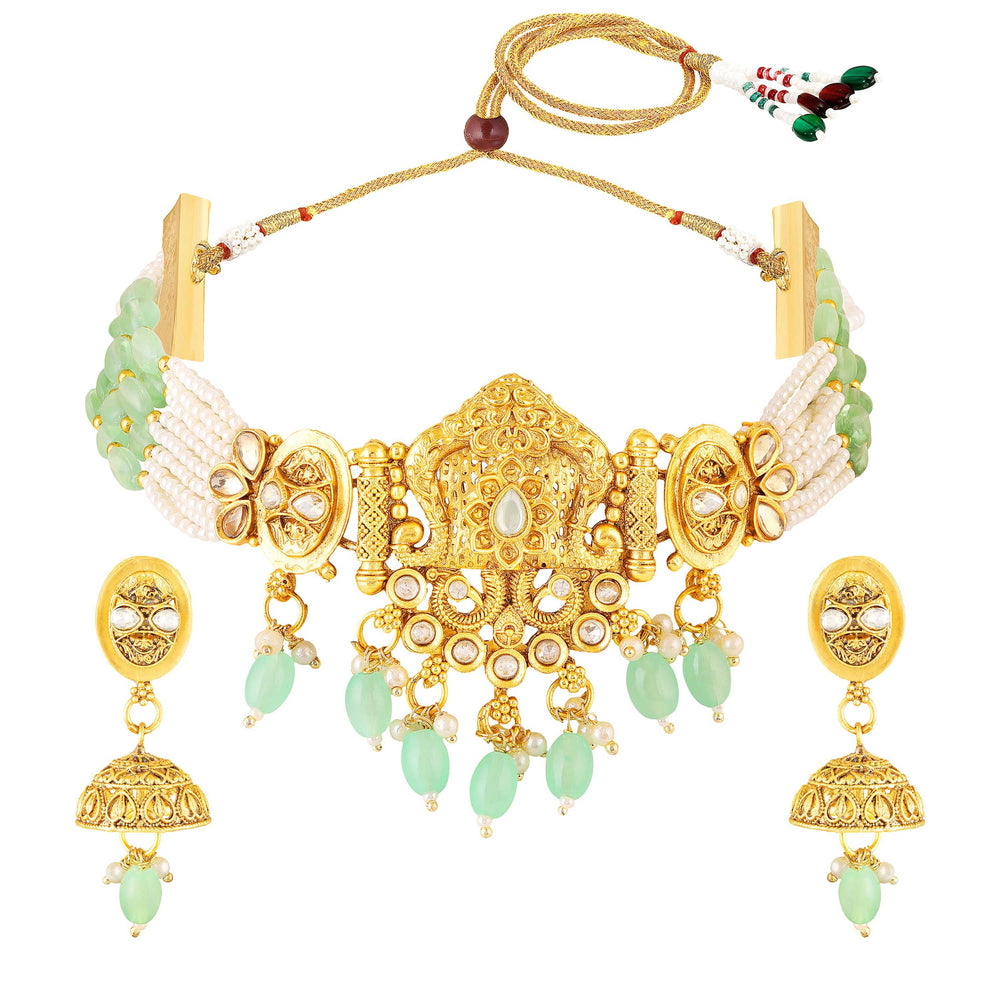 Traditional Choker Necklace Set with Earrings