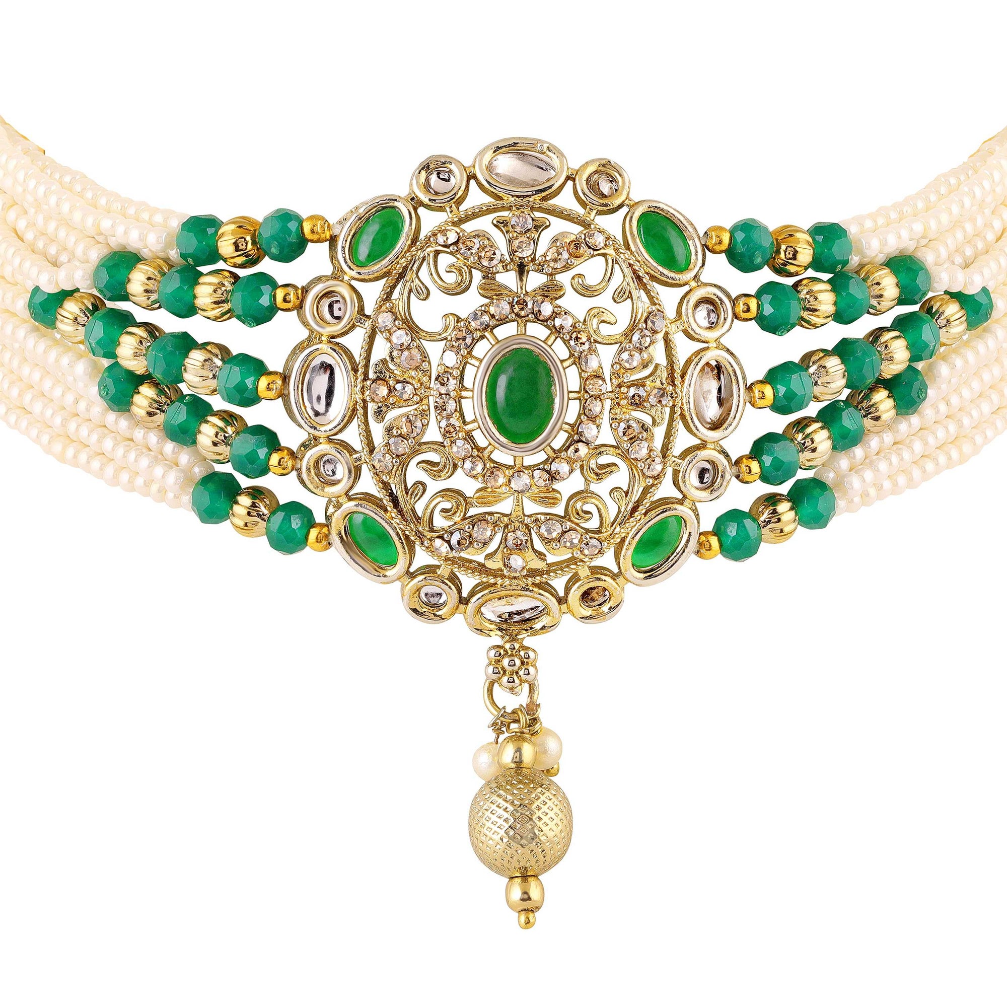 Traditional Kundan Multilayer Choker Necklace Set