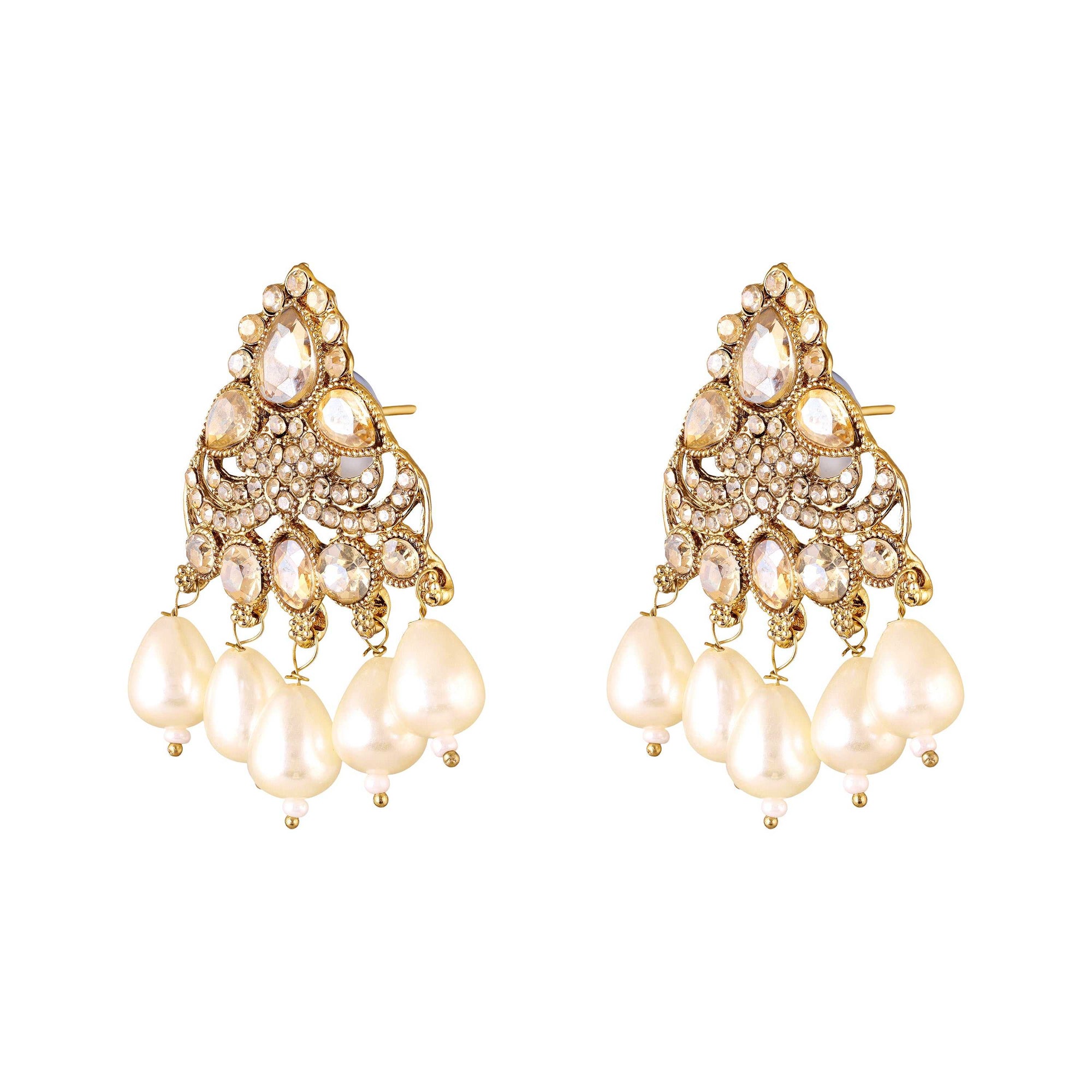 Traditional Kundan Layered Necklace with Matching Earrings
