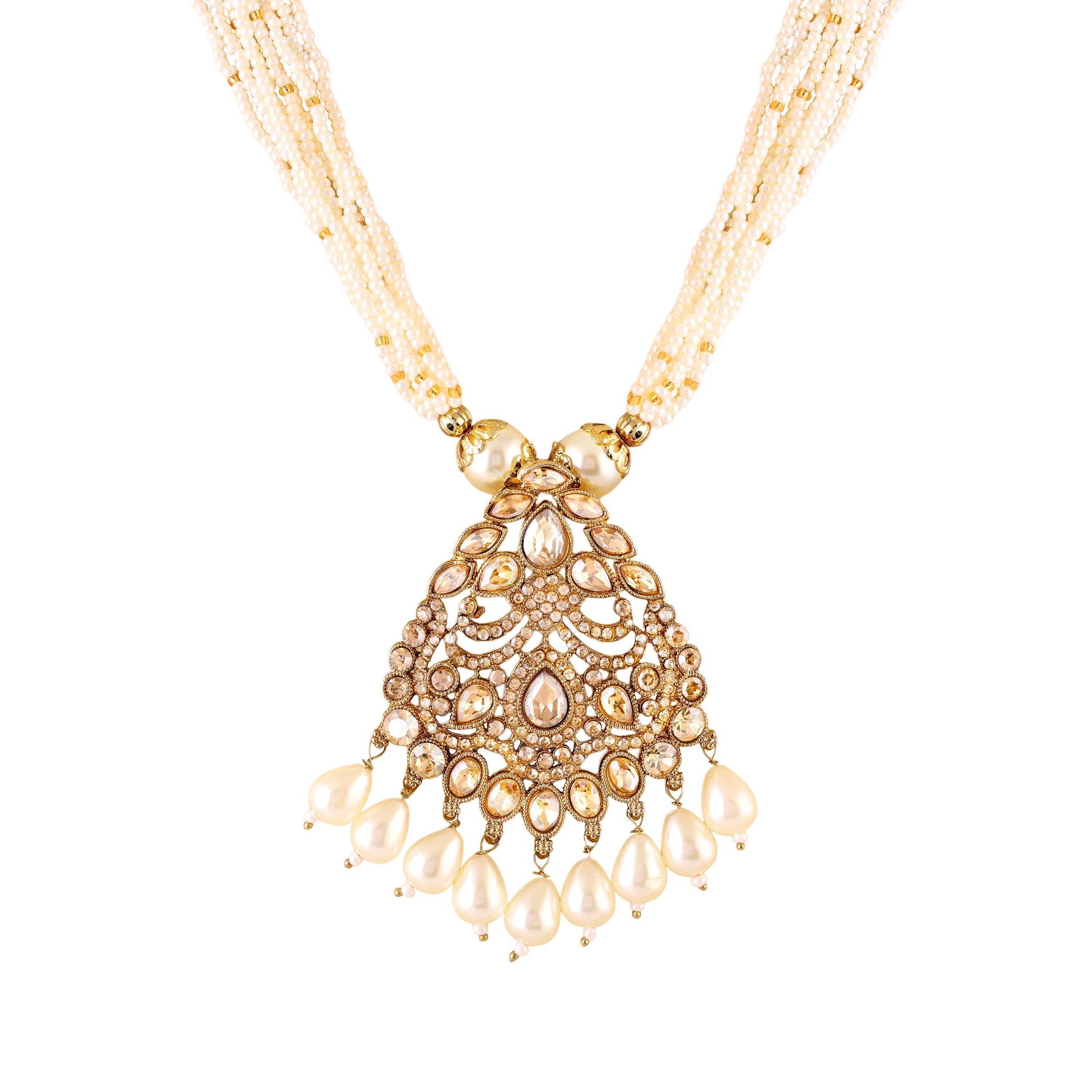 Traditional Kundan Layered Necklace with Matching Earrings