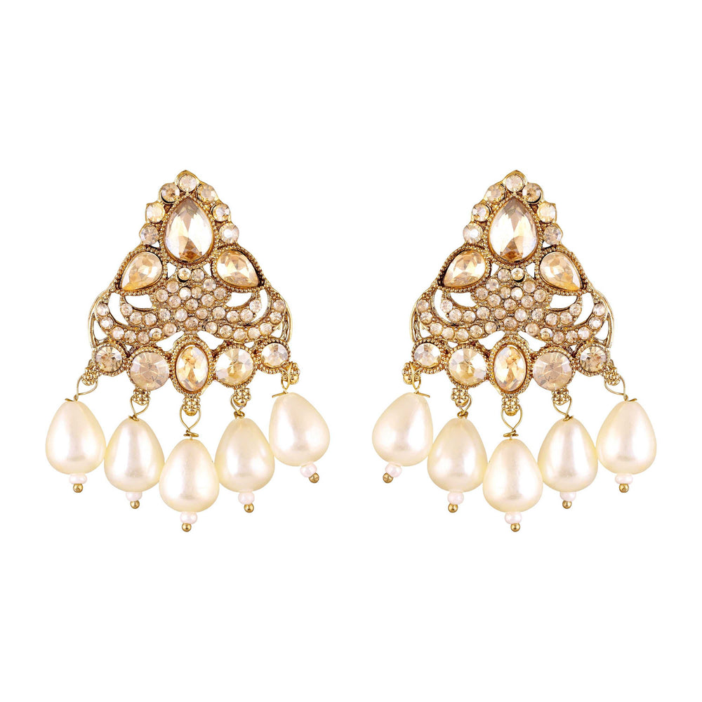 Traditional Kundan Layered Necklace with Matching Earrings
