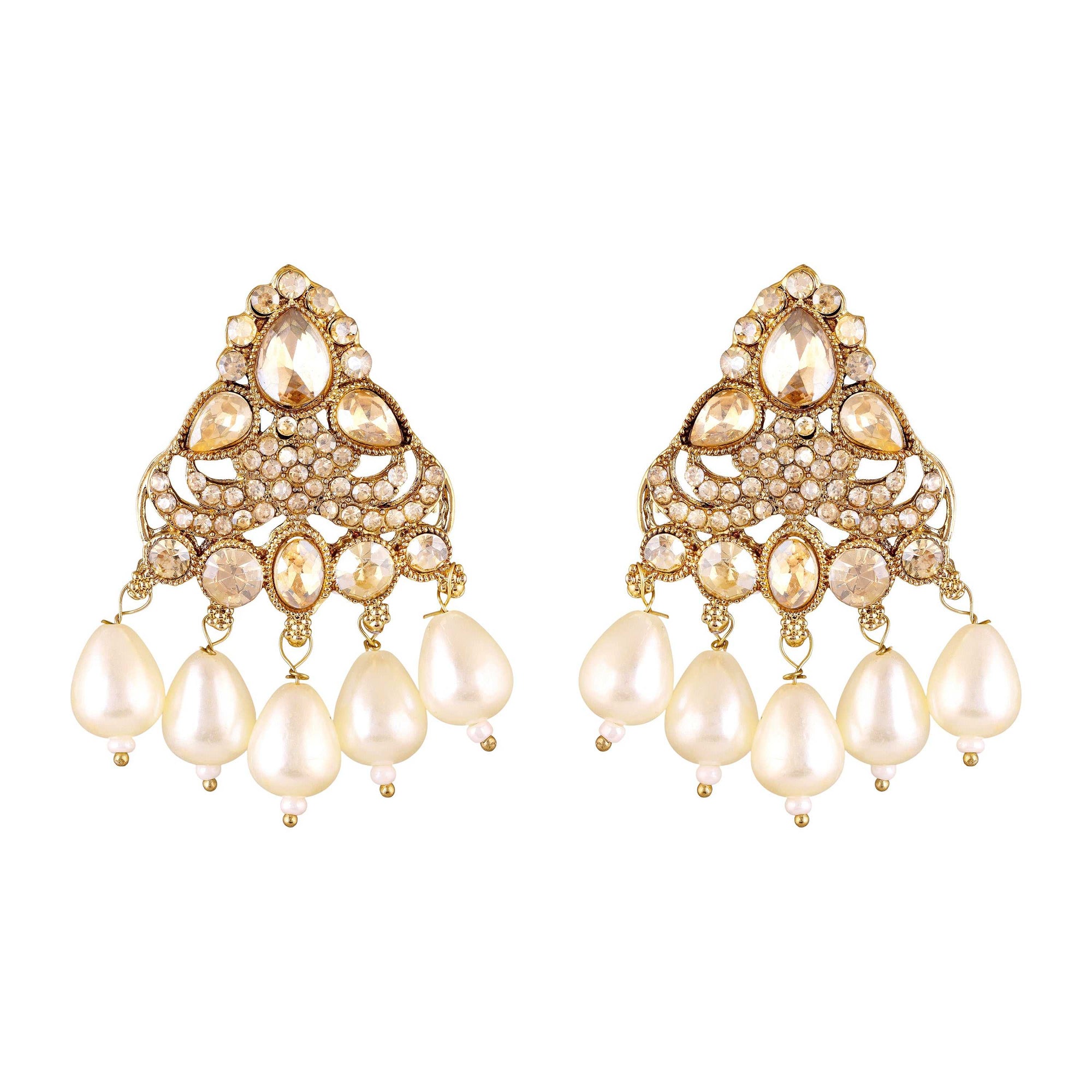 Traditional Kundan Layered Necklace with Matching Earrings