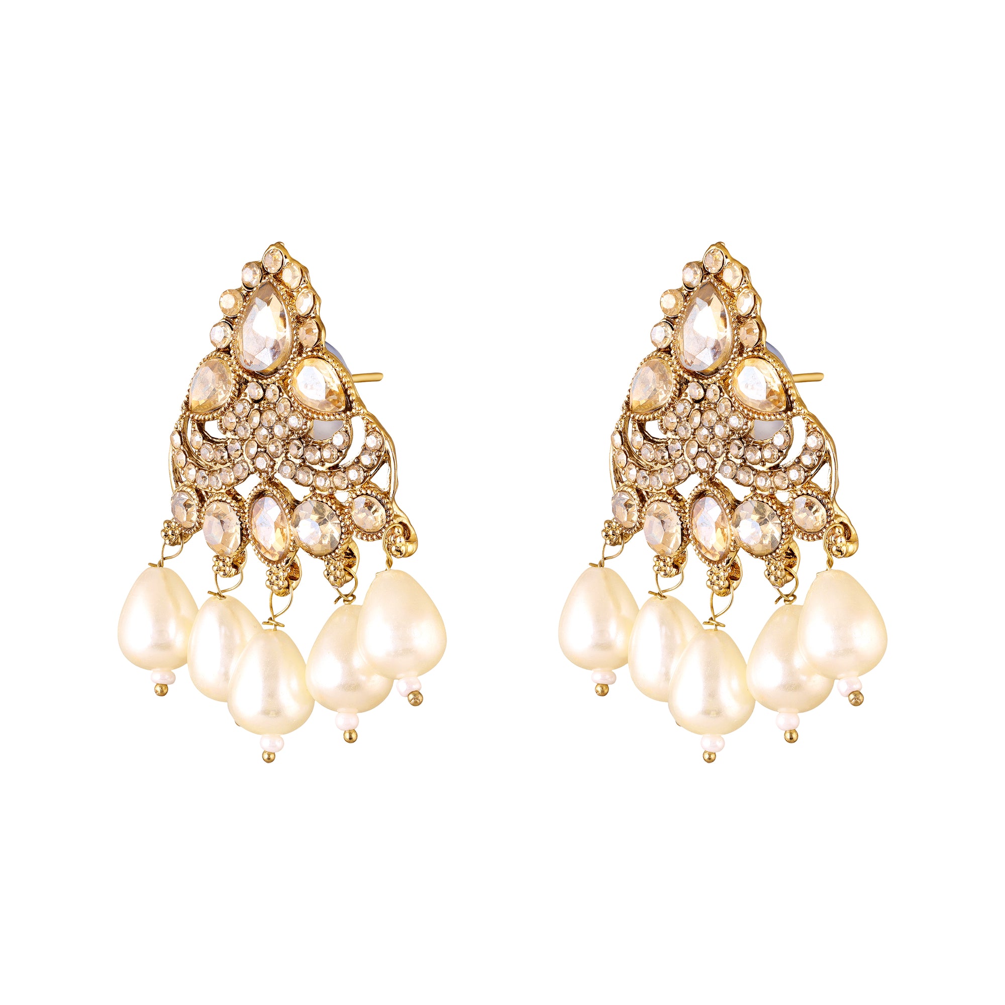 Traditional Kundan Layered Necklace with Matching Earrings