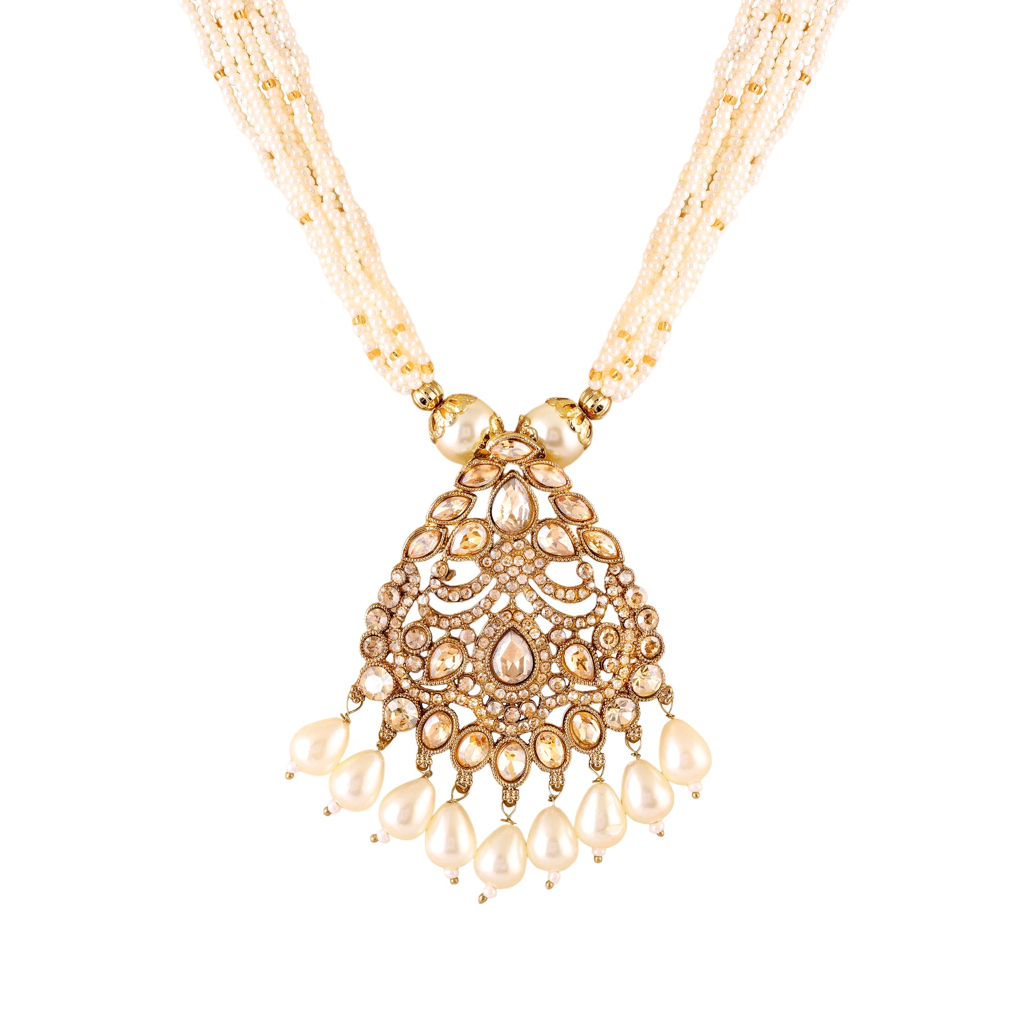 Traditional Kundan Layered Necklace with Matching Earrings