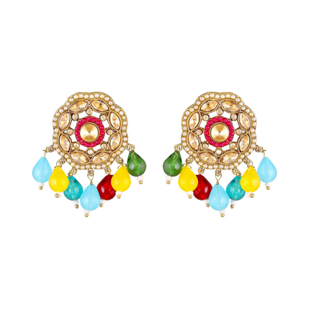 Traditional Kundan & Beaded Multicolor Pendant Necklace Set