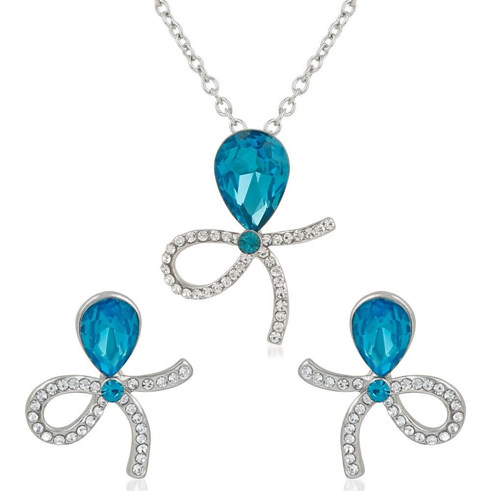 Blue Crystal Designer Pendant set