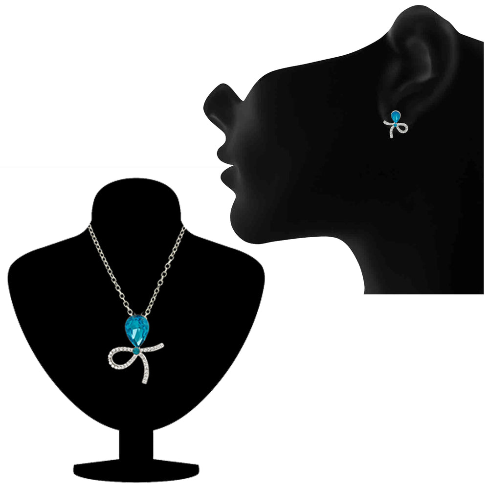 Blue Crystal Designer Pendant set