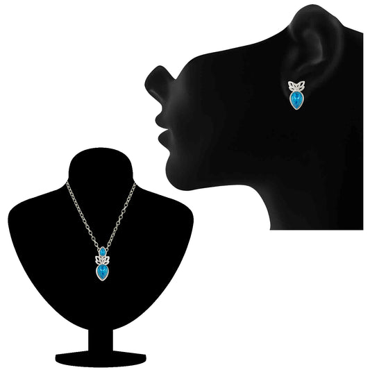 Inverted Pear Solitaire Crystal Pendant set