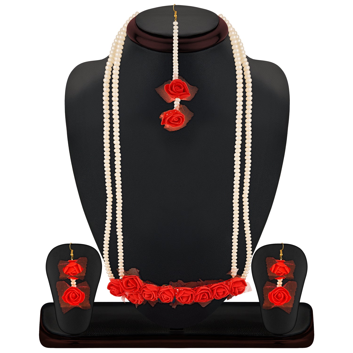 Exquisite Gotta Patti Red Floral inspired Necklace set