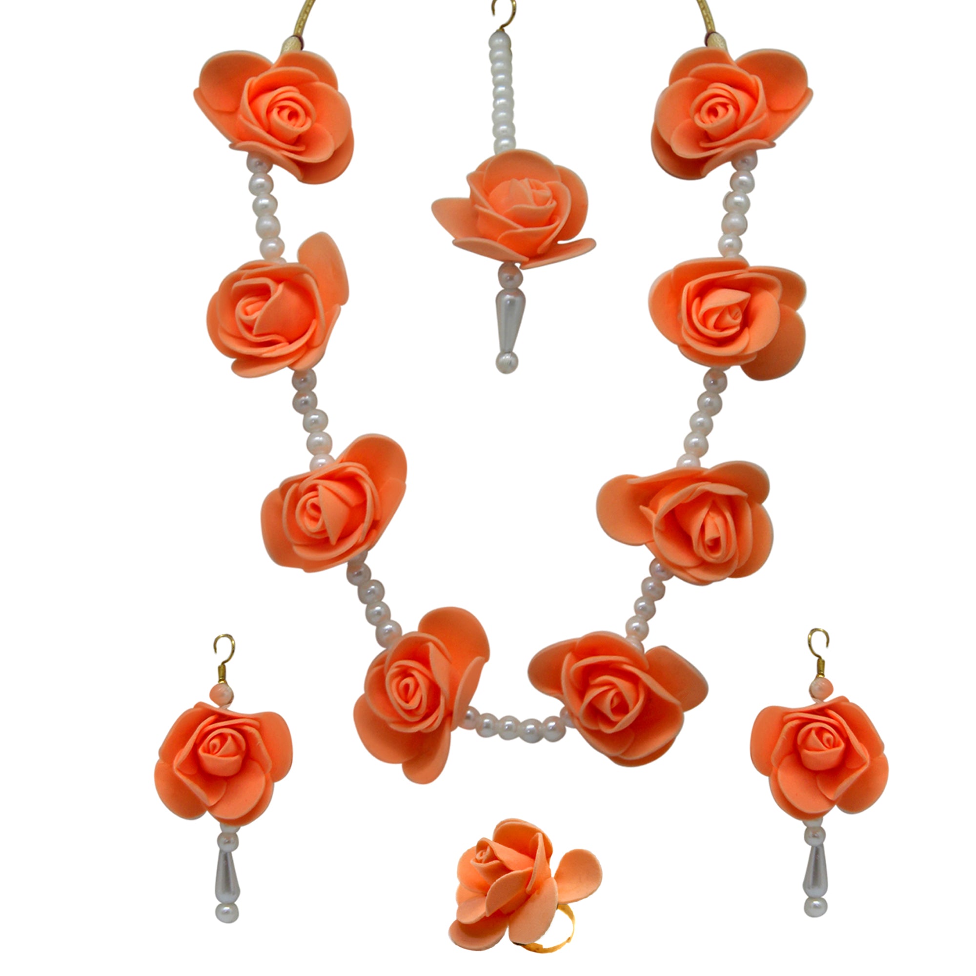 Blooming Rose Gotta patti Pearl Necklace set