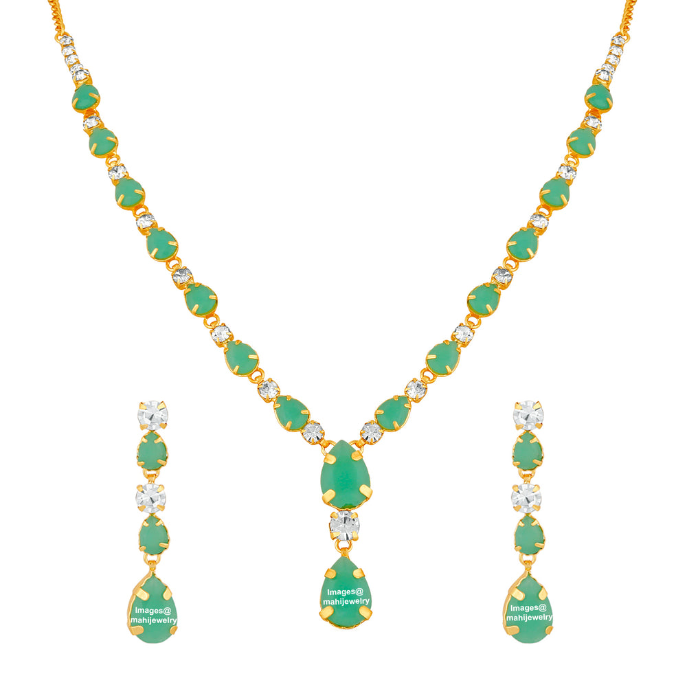 Gleaming Green Crystal Necklace set