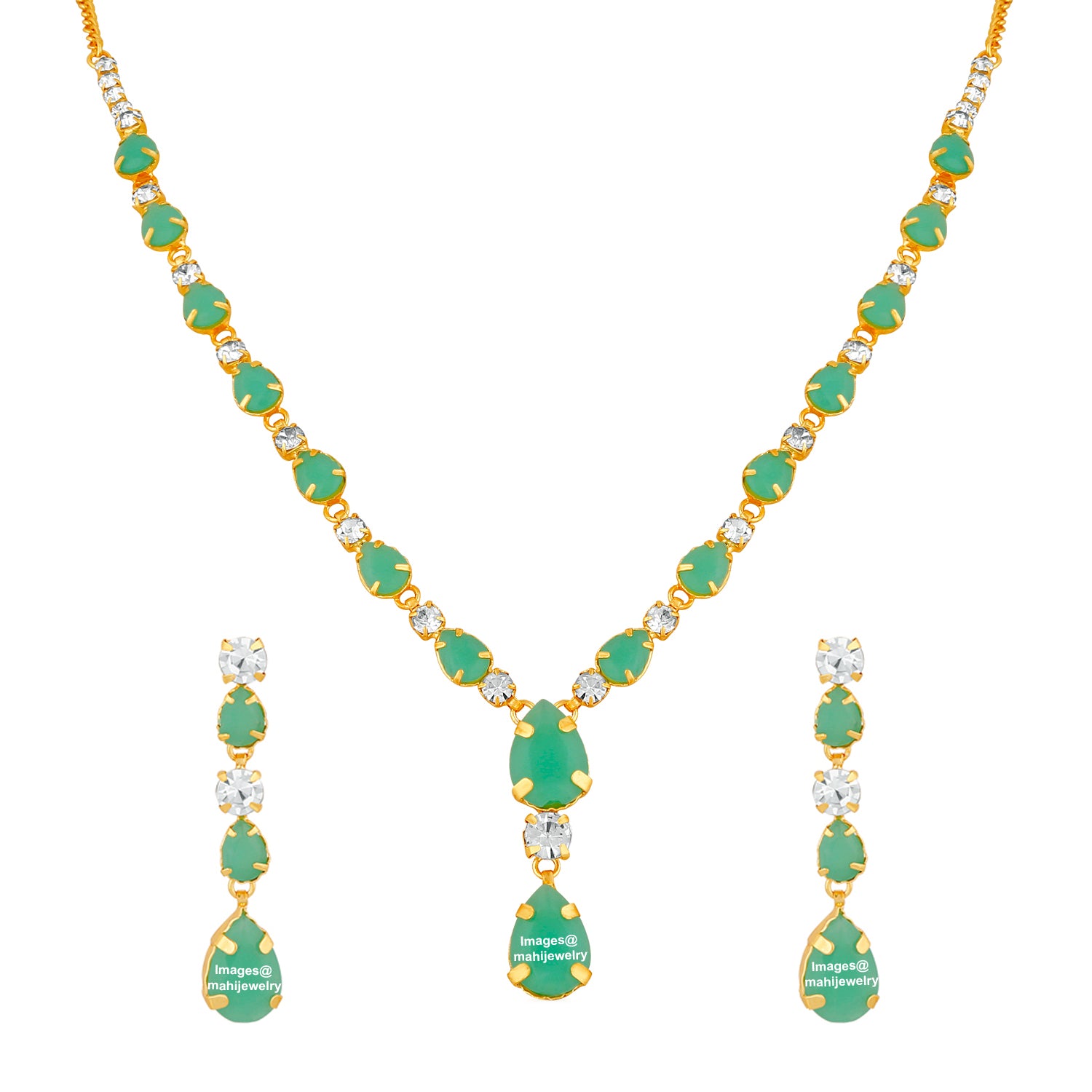 Gleaming Green Crystal Necklace set