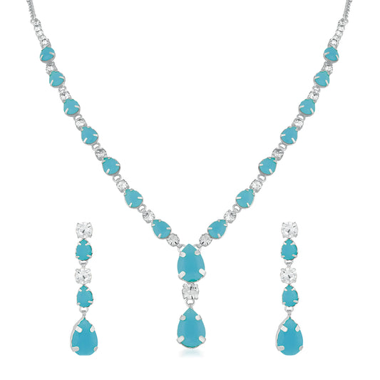 Exquisite Designer Blue Crystal Necklace set