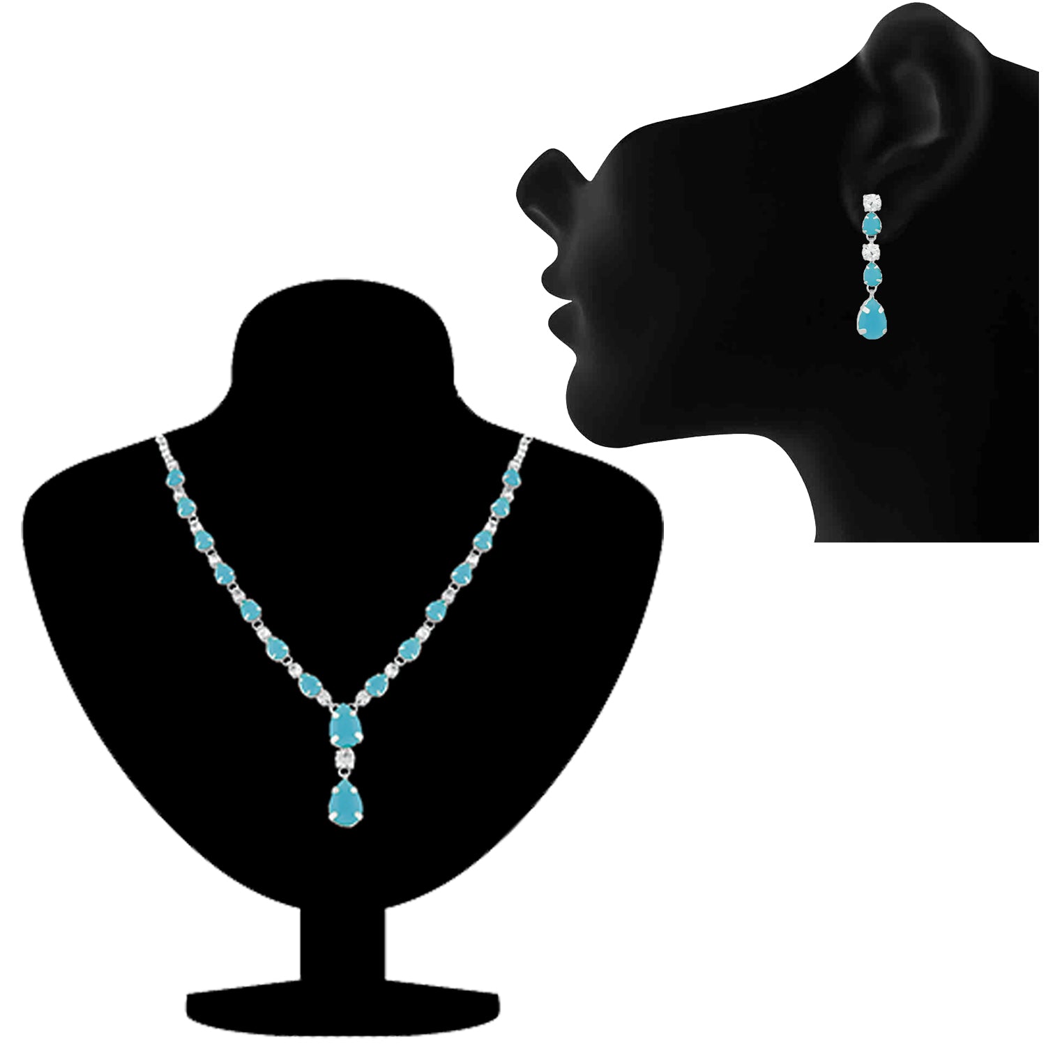 Exquisite Designer Blue Crystal Necklace set