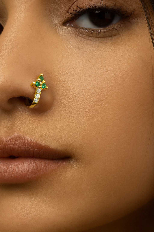 Non-Piercing Triangular Cluster Hoop Adjustable Nose Ring