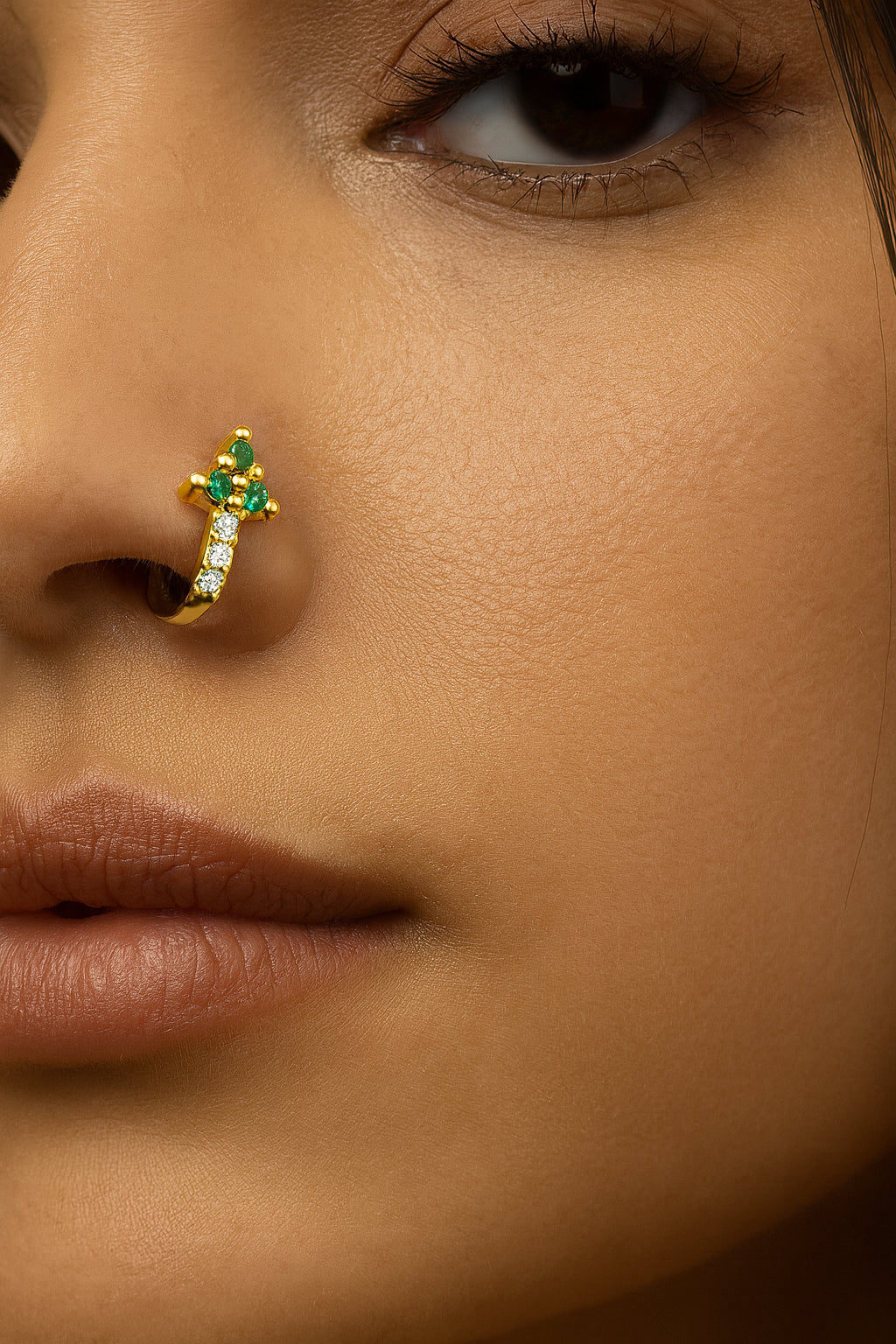 Non-Piercing Triangular Cluster Hoop Adjustable Nose Ring