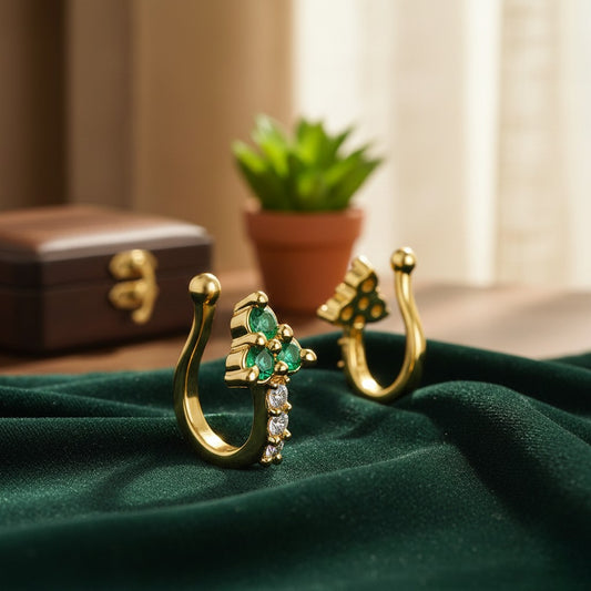 Non-Piercing Triangular Cluster Hoop Adjustable Nose Ring