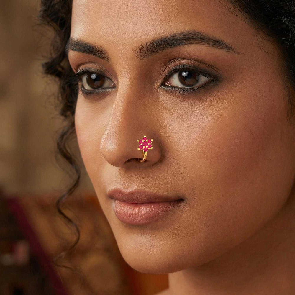 Non-Piercing Floral Cluster Adjustable Nose Ring