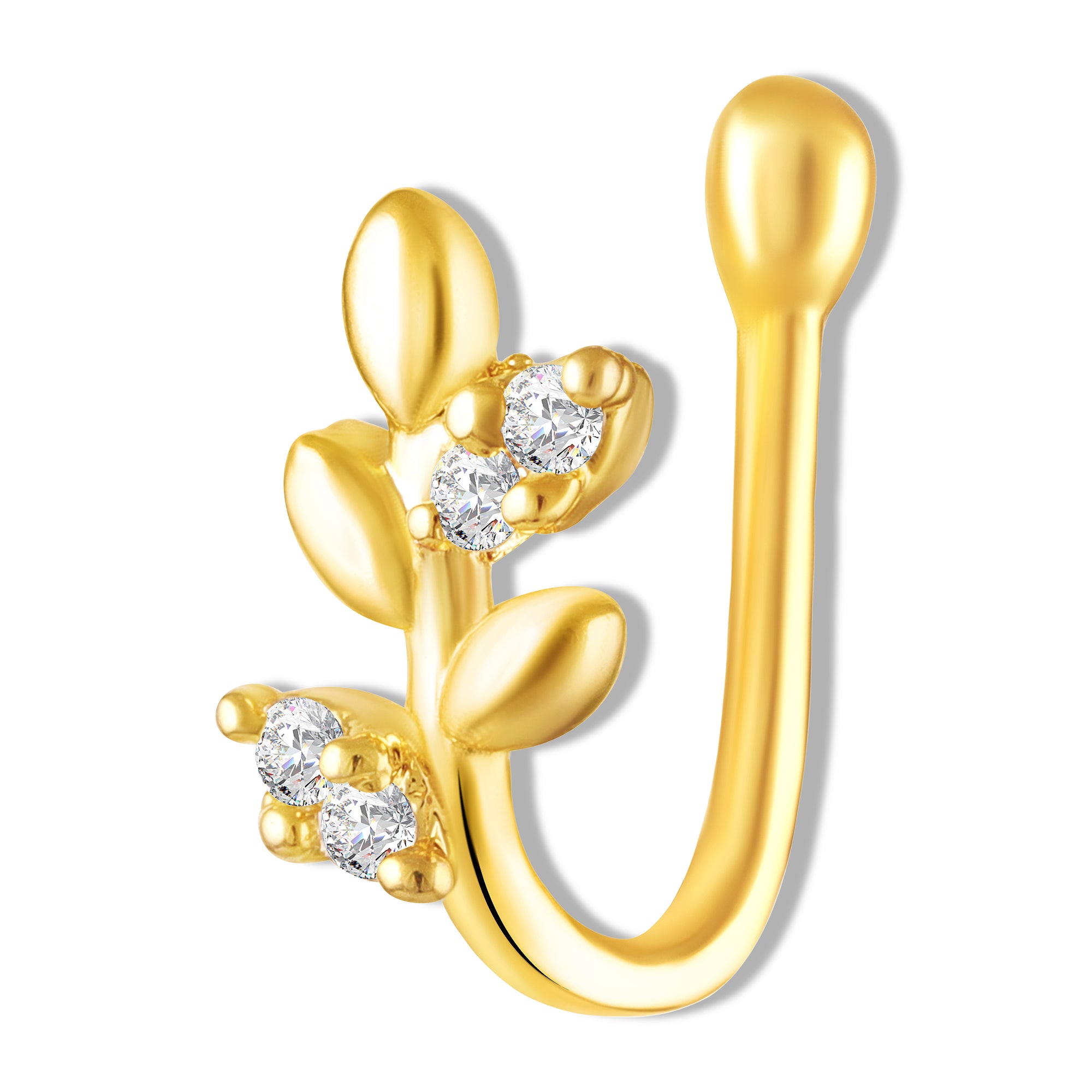 Leaf Shaped Designer Non-Piercing Nose Ring