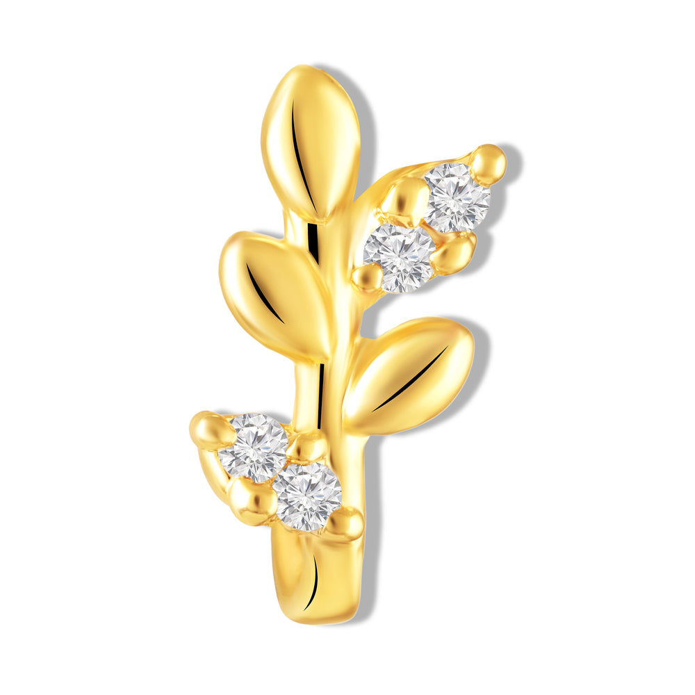 Leaf Shaped Designer Non-Piercing Nose Ring