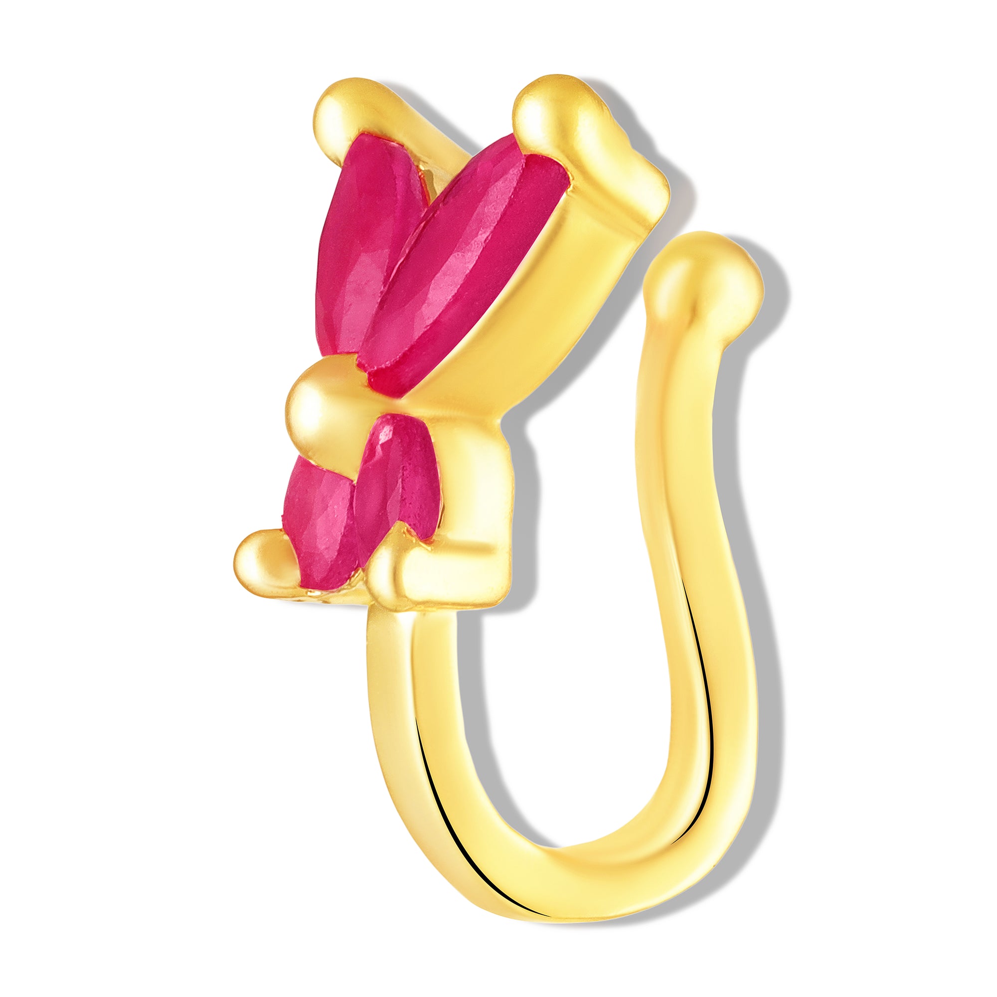 Red Ruby Floral Non-Piercing Adjustable Nose Ring