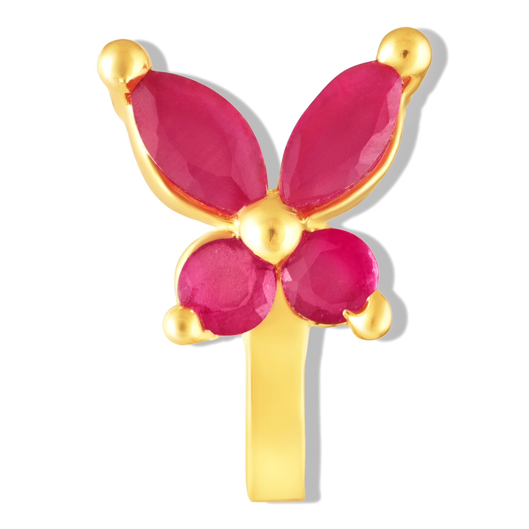 Red Ruby Floral Non-Piercing Adjustable Nose Ring