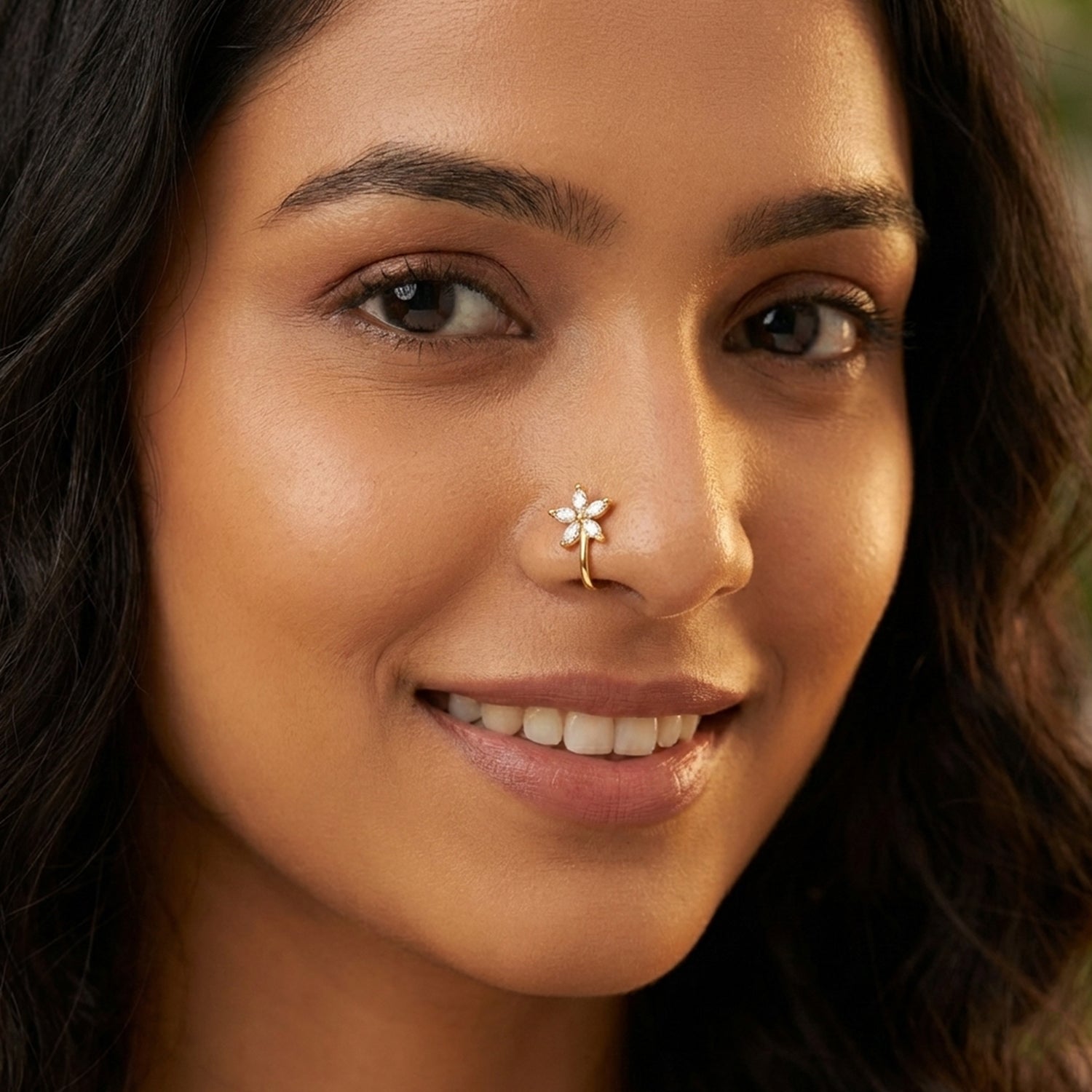 Non-Piercing 5-Petal Flower Design Adjustable Nose Ring