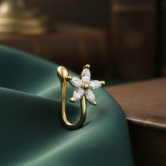 Non-Piercing 5-Petal Flower Design Adjustable Nose Ring
