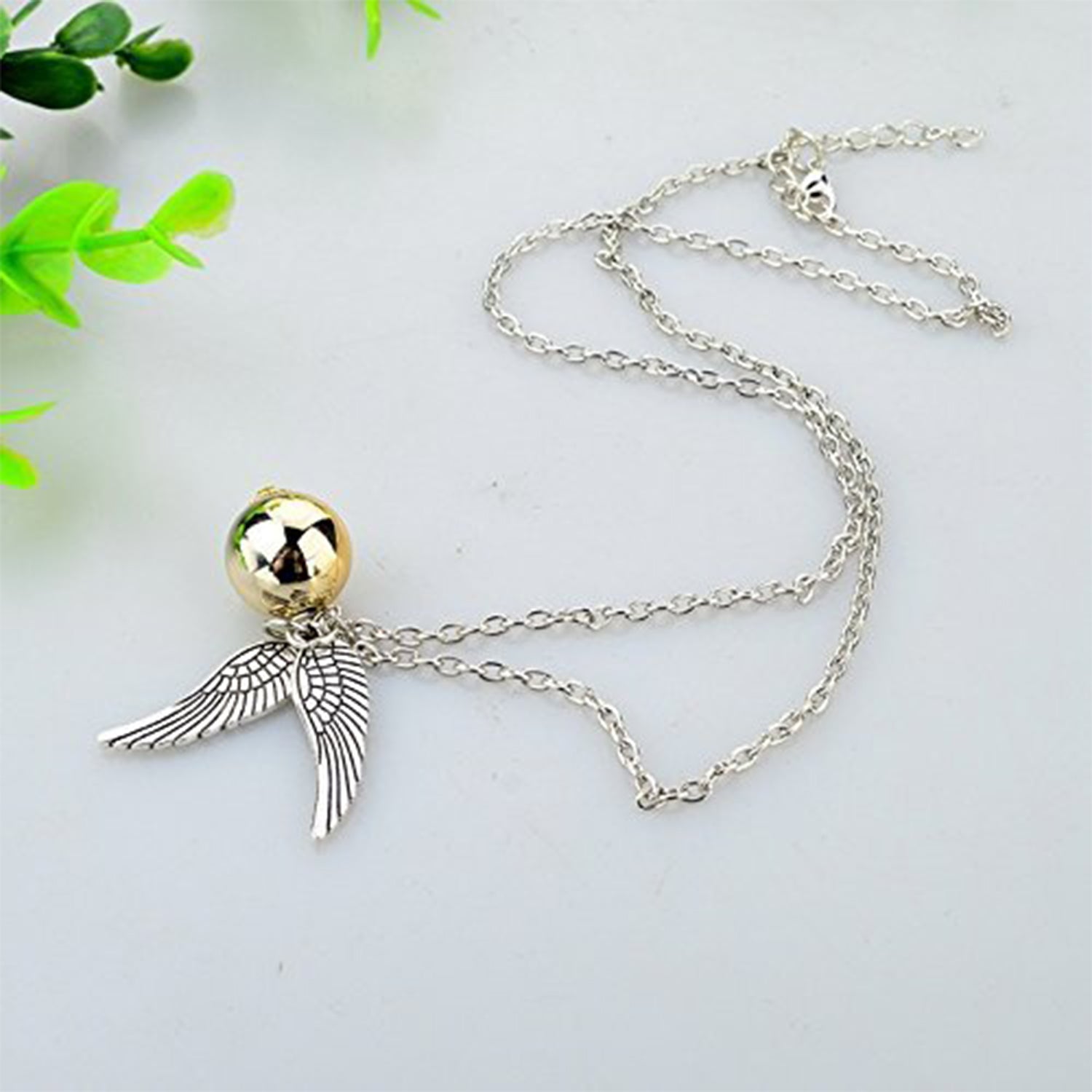 Wings and Ball Snitch Silver Golden Unisex Metal Pendant