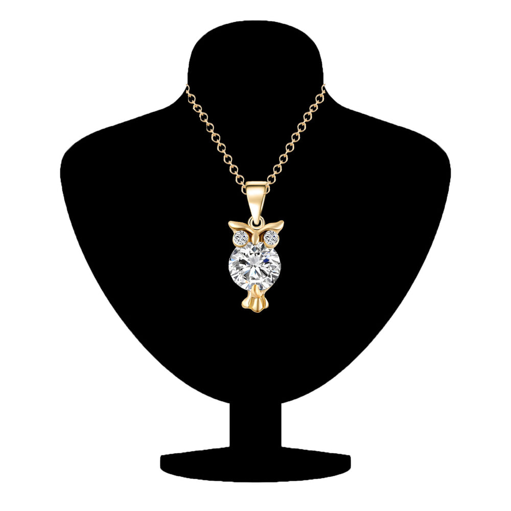 Valentine Gift Hooting Nocturnal Owl Pendant with Crystals