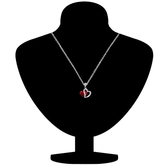 Valentine Gift Heart Shape Pendant with Red Crystals